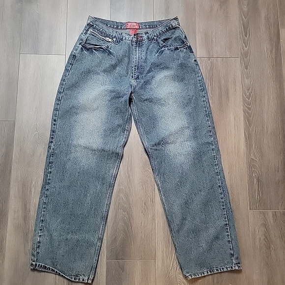Machine Jeans Co 38x34 Baggy Jnco Style Y2k Hip Hop Skate Fade Distress - Picture 1 of 6